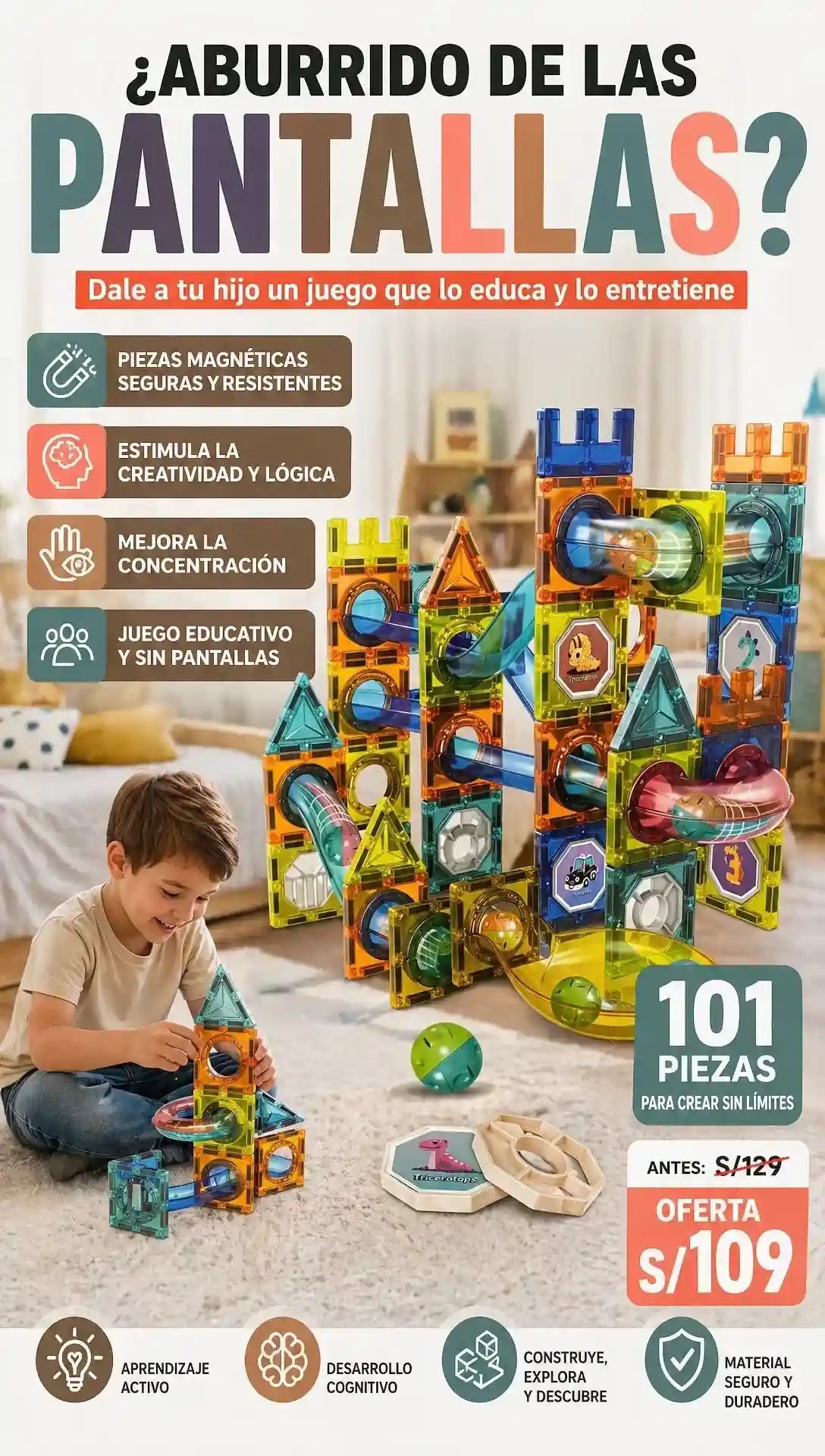 Bloques Magneticos STEM - 101 piezas