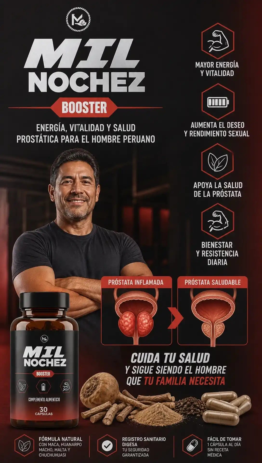 Mil Nochez Booster - Energizante Masculino