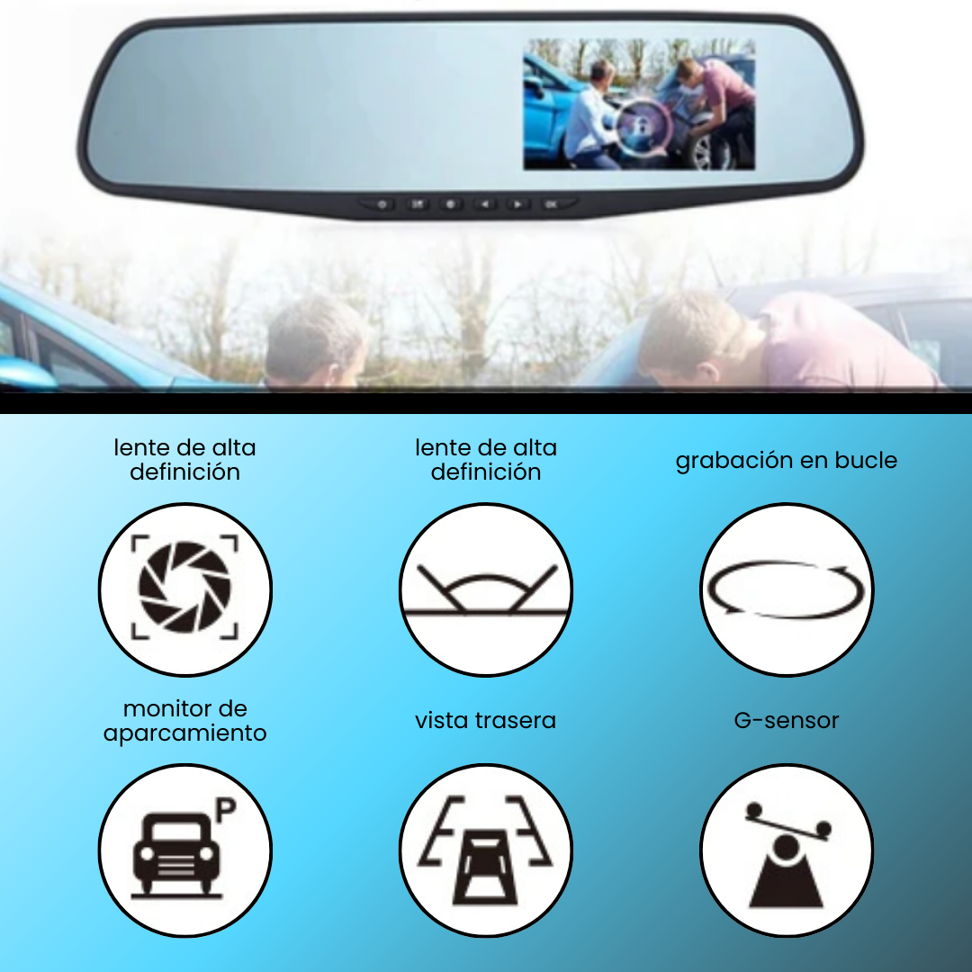 Retrovisor Con Doble Camara Inteligente FULL HD