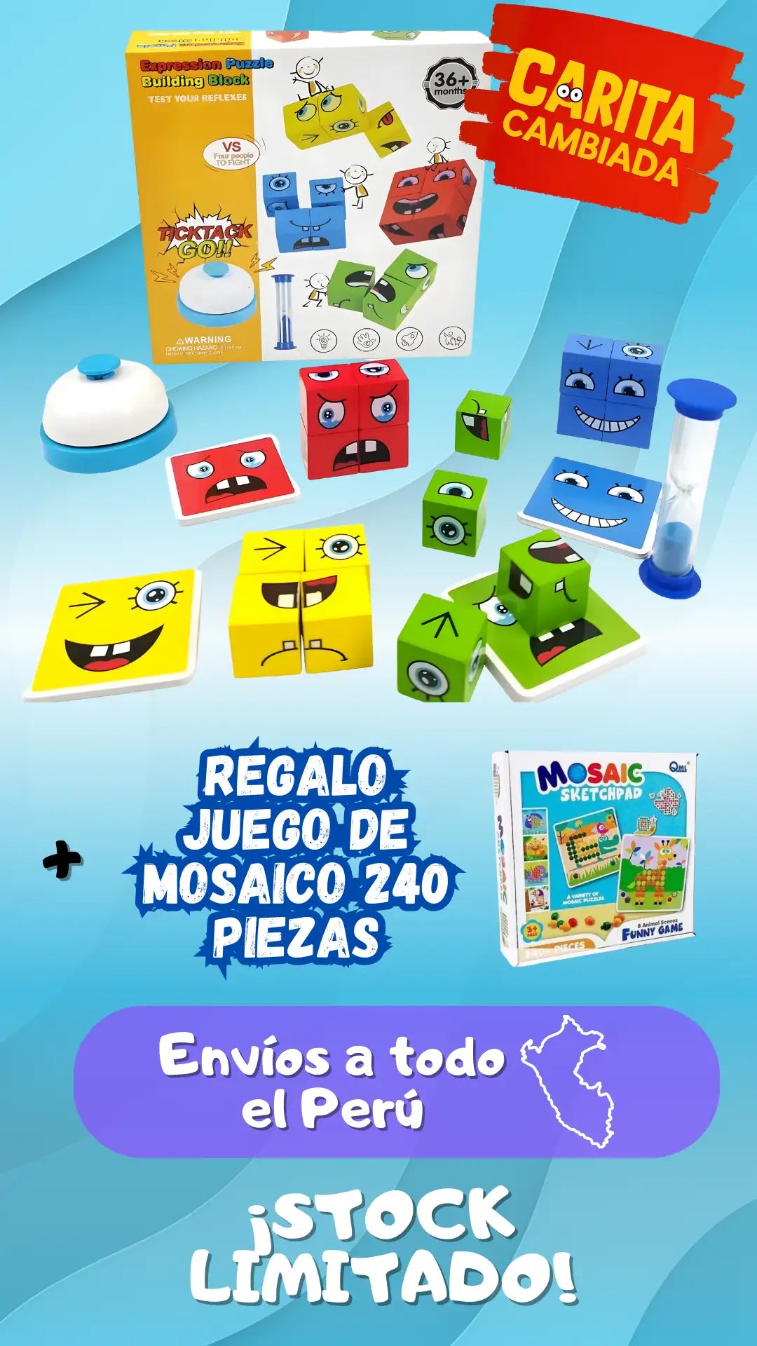 Juego de Emojis Didactico + Gratis Juguete de Mosaico 240 Piezas