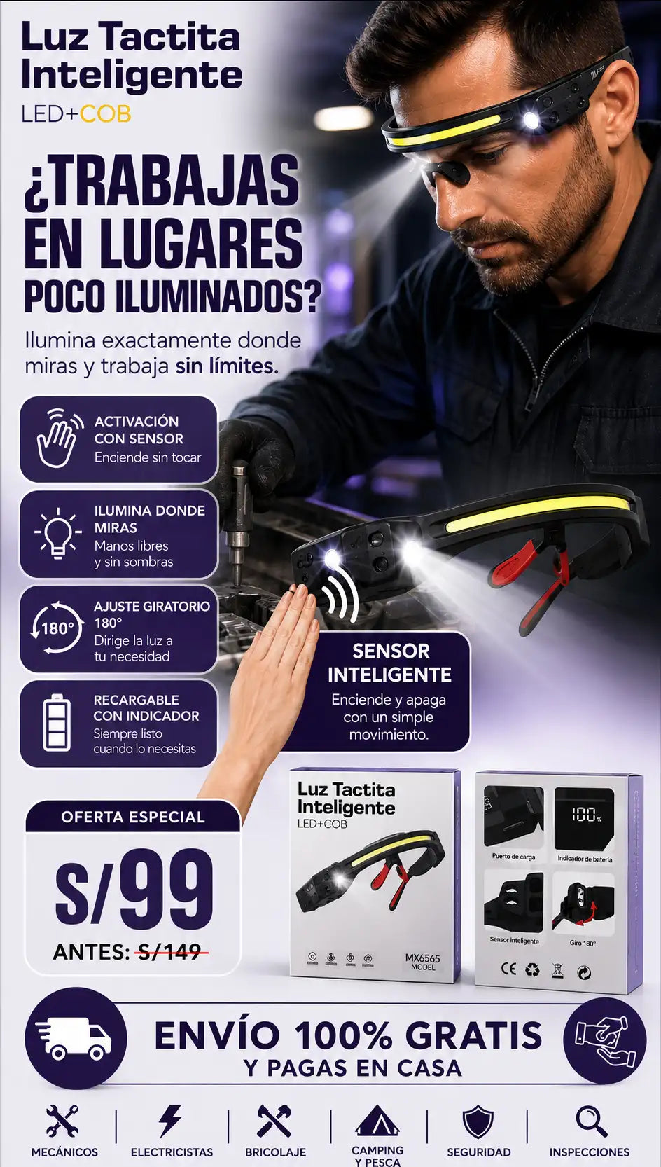 Luz Tactica Inteligente 2 en 1
