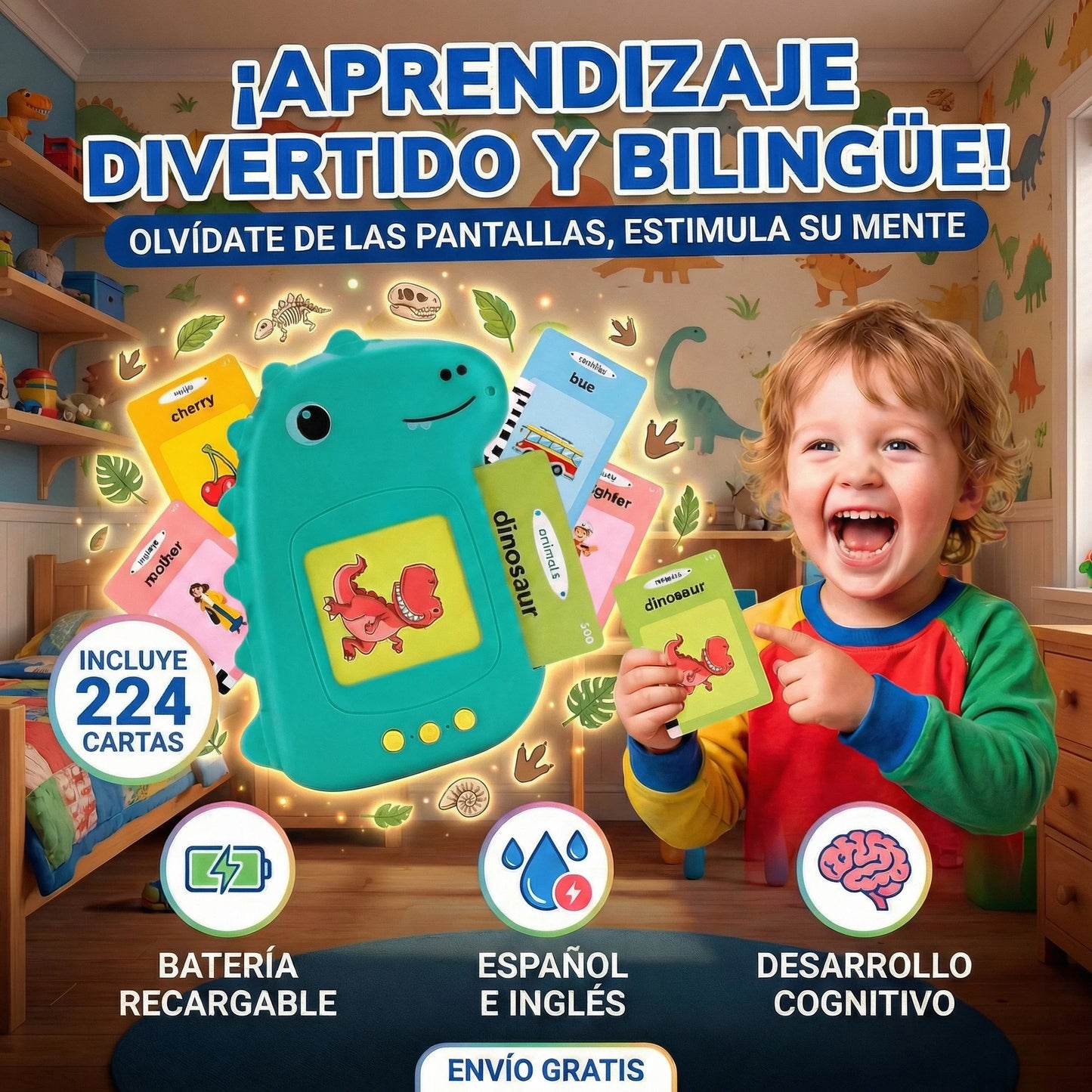 Lector Didactico de 224 Tarjetas - Español e Ingles