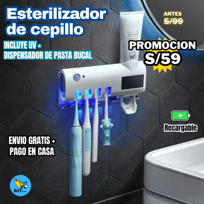 Esterilizador de cepillo + Dispensador de Pasta Dental