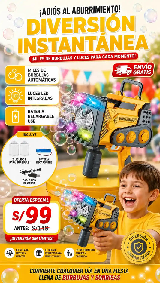 Bazooka Tractor Lanzaburbujas Automatico
