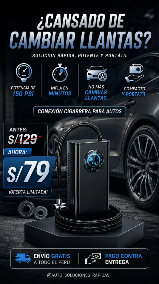 Compresor de Aire Portatil con Conector a Cigarrera - 150 PSI