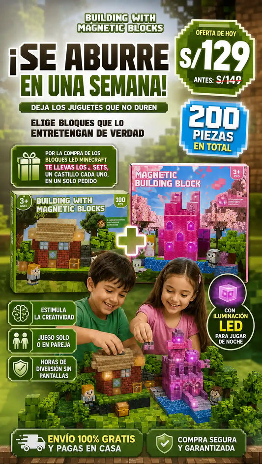 Bloques LED Minecraft 200 Piezas - Set Duo