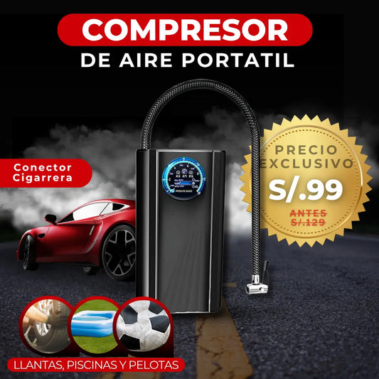 Compresor de Aire Portatil 150 PSI + Conector con Cigarrera