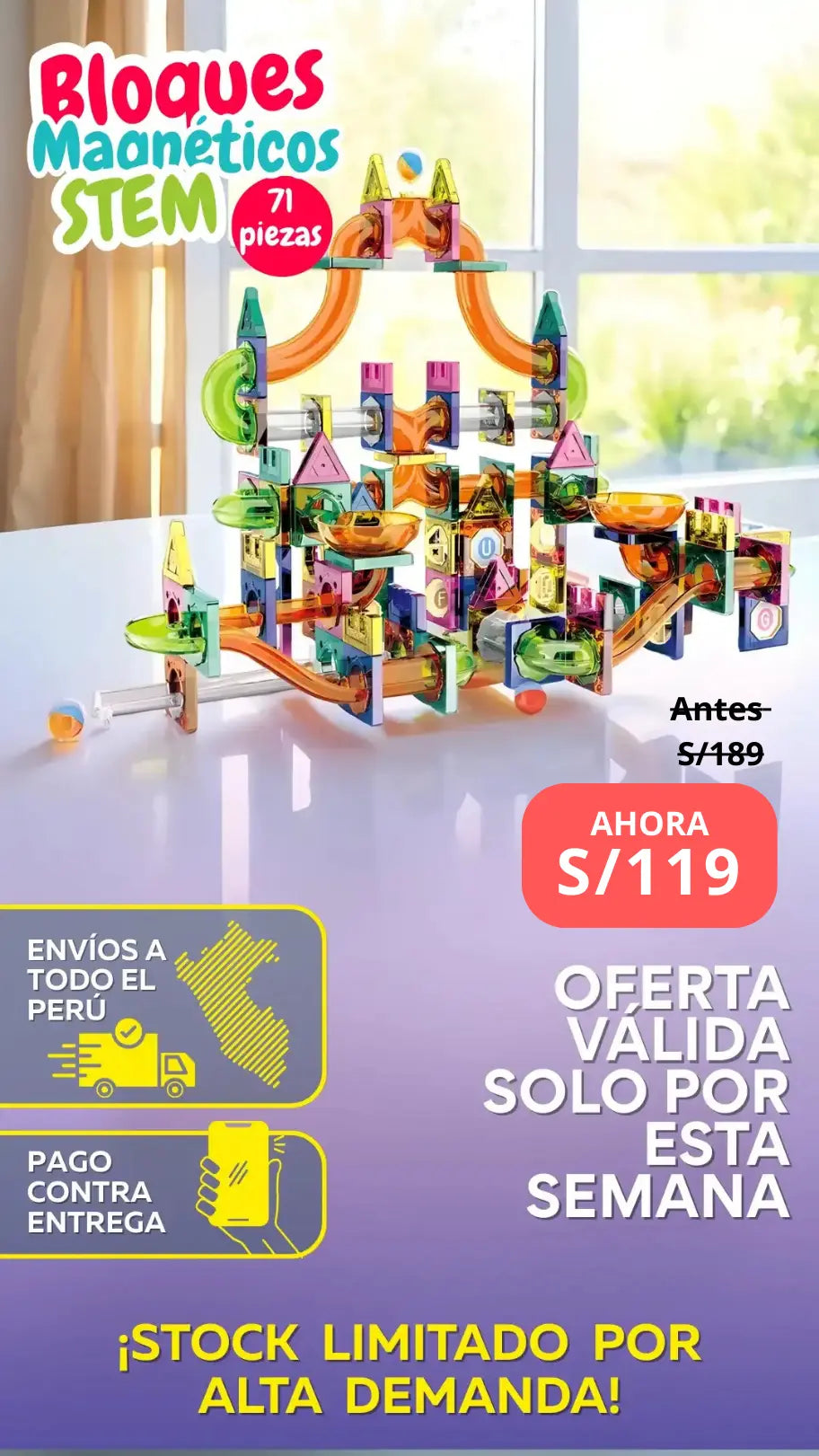 Bloques Magneticos STEM de 71 Piezas