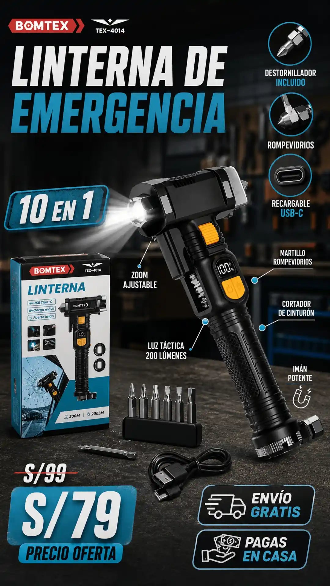Linterna Multifuncional 10 en 1