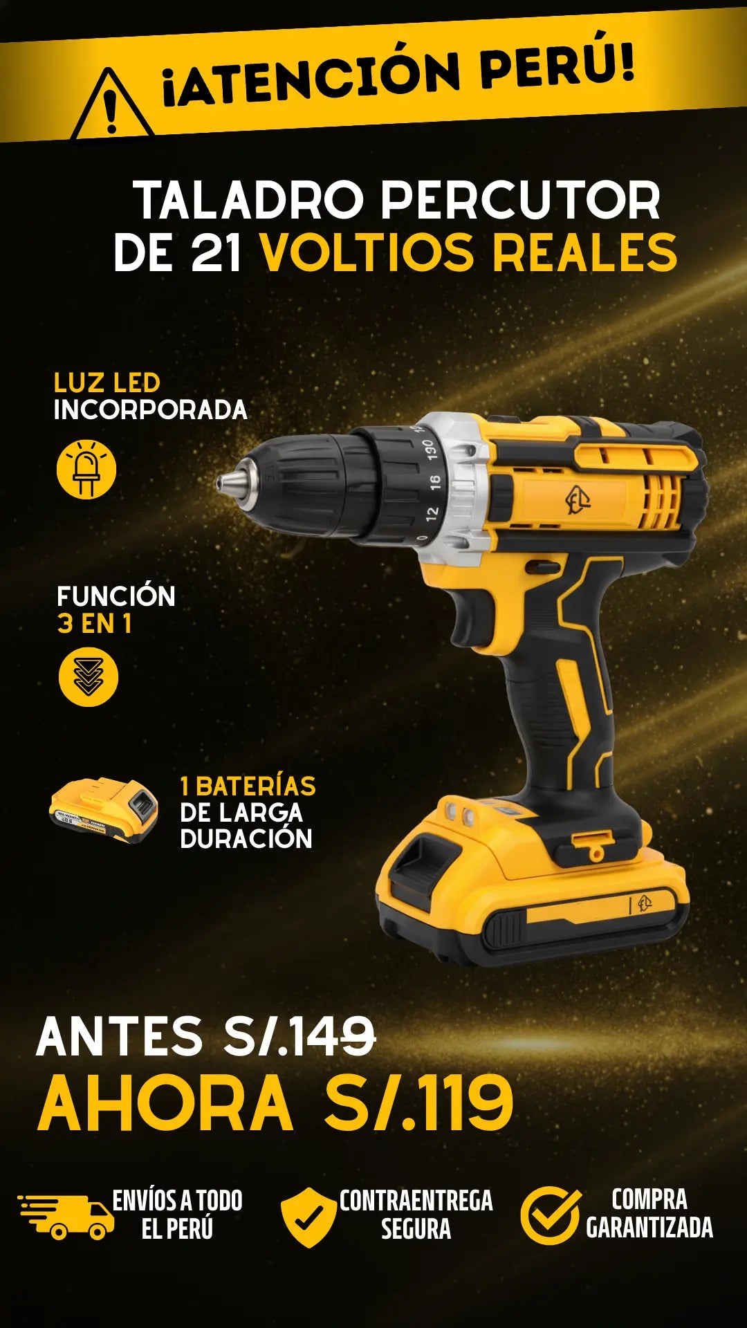 Taladro Percutor 21 Voltios