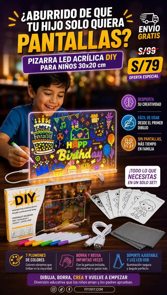 Pizarra con luces Led para niños