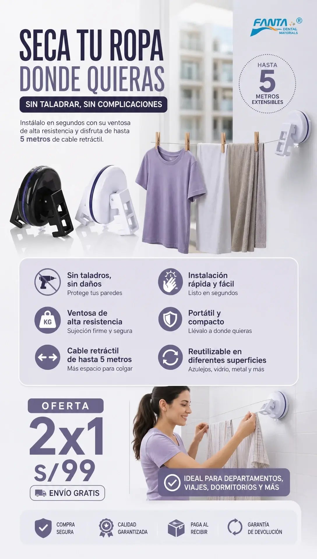 2x1 Tendedor Retractil