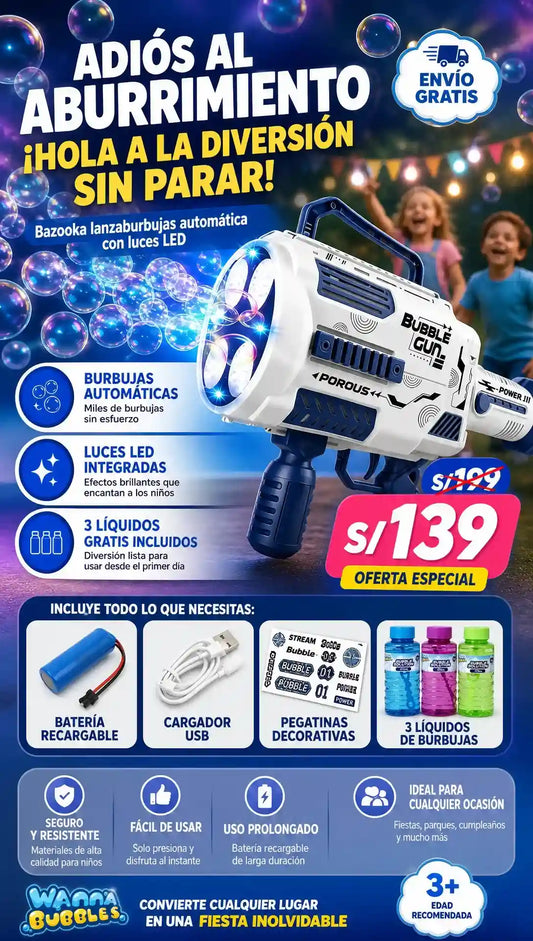 Super Bazooka Lanzaburbujas Automatico