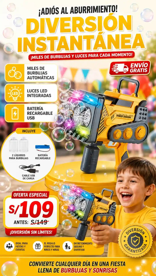 Bazooka Tractor Lanzaburbujas Automatico