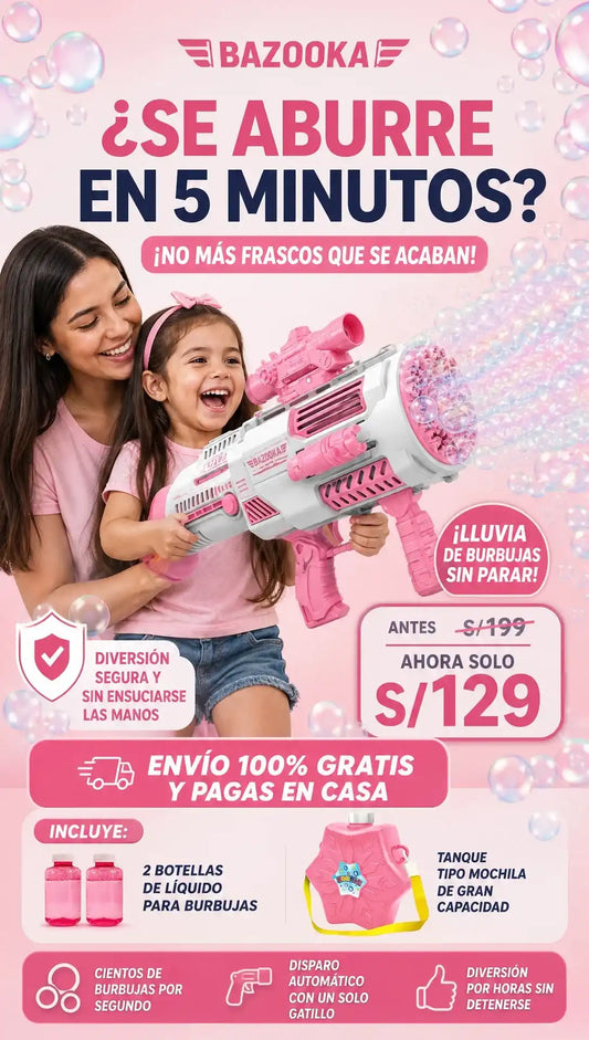 Super Bazooka Lanzaburbujas Automatico