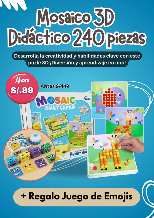 Mosaico Didáctico 3D de 240 Piezas + Regalo Juego de Emojis