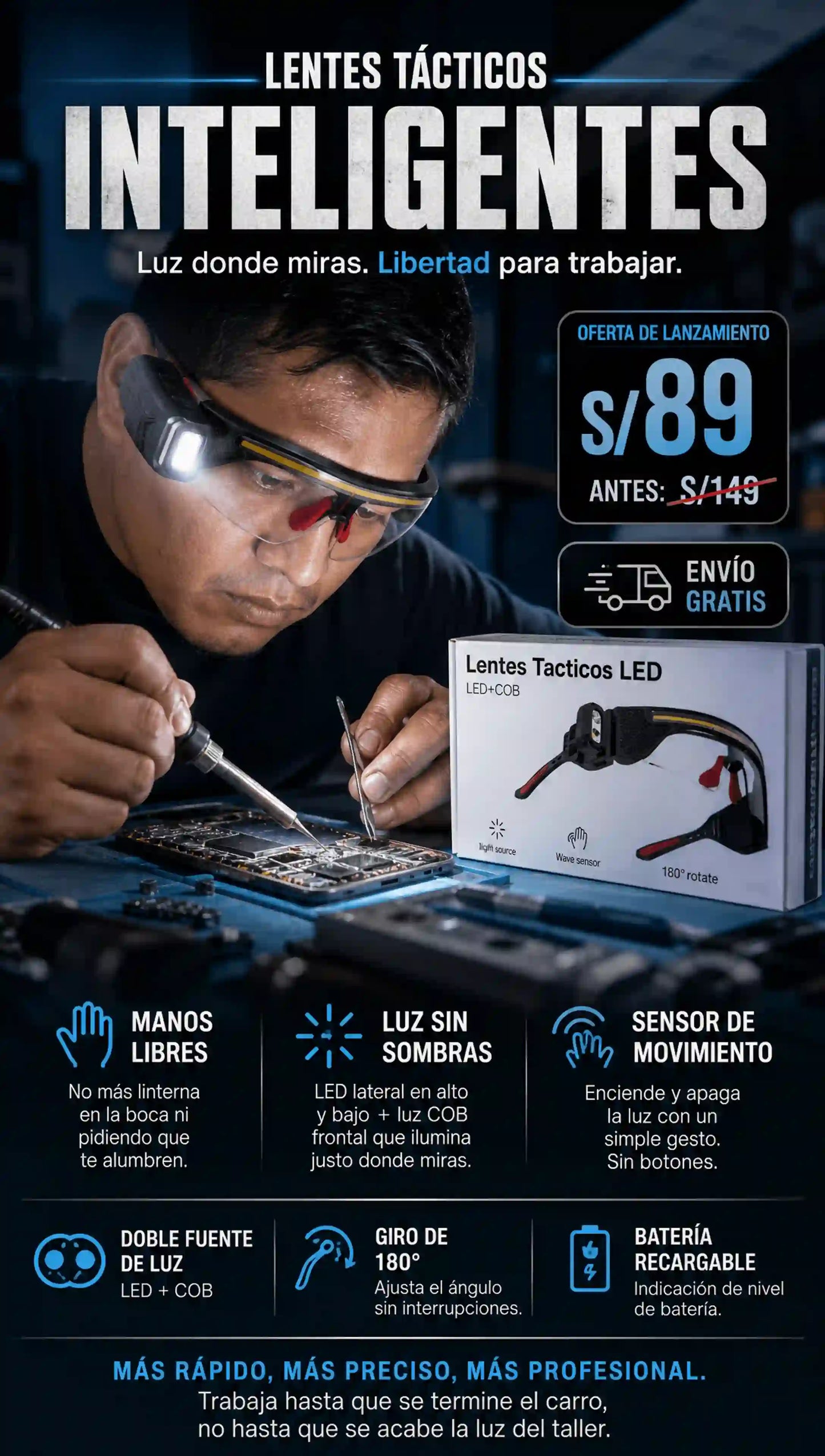 Lentes Tacticos Inteligentes 2 en 1