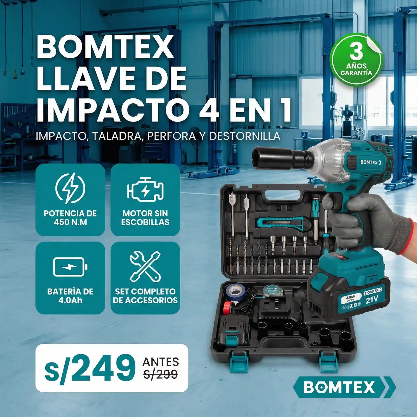 Llave de Impacto 4 en 1 - Brushless