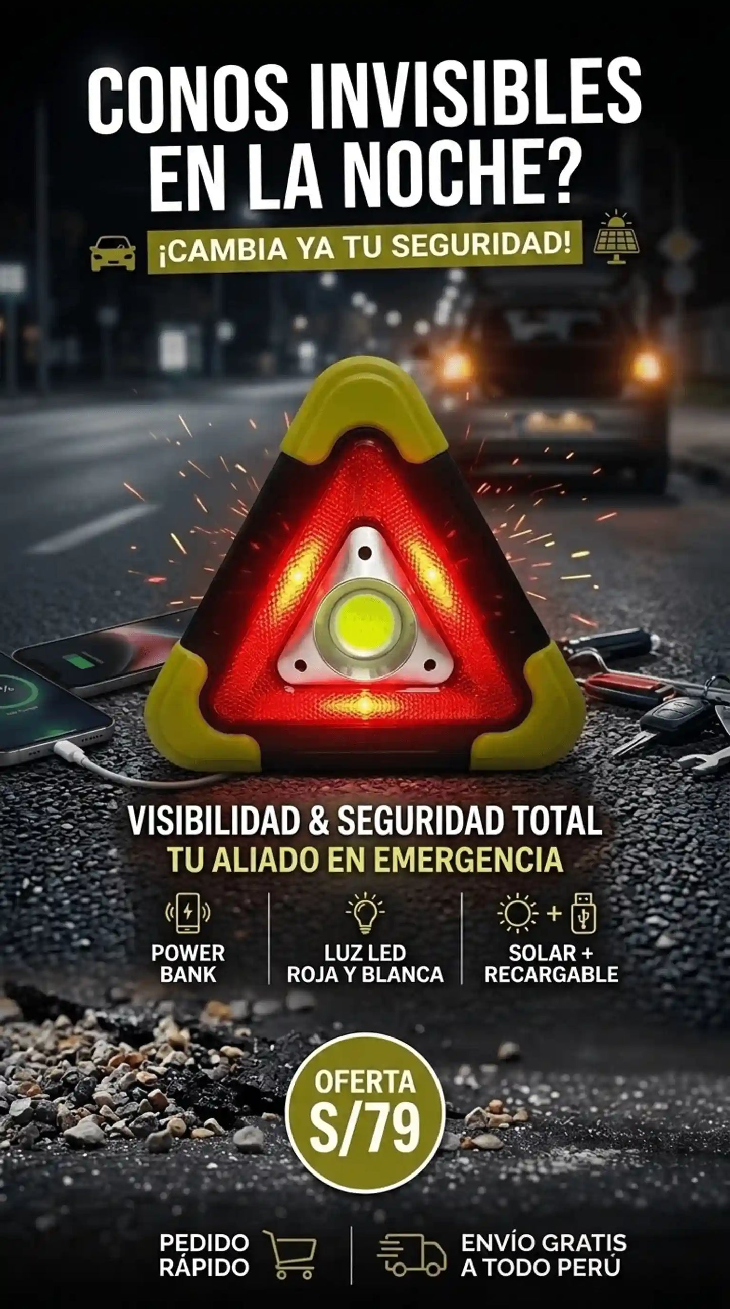 Triangulo de Emergencia LED recargable